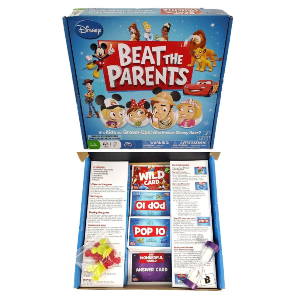Disney Beat The Parents Board Game Kids vs Adults Trivia Complete Spin Master